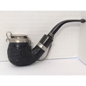 Vintage BBK Swiss Made Lidded Tobacco Pipe Rusticated Briar Edelweiss Chamois